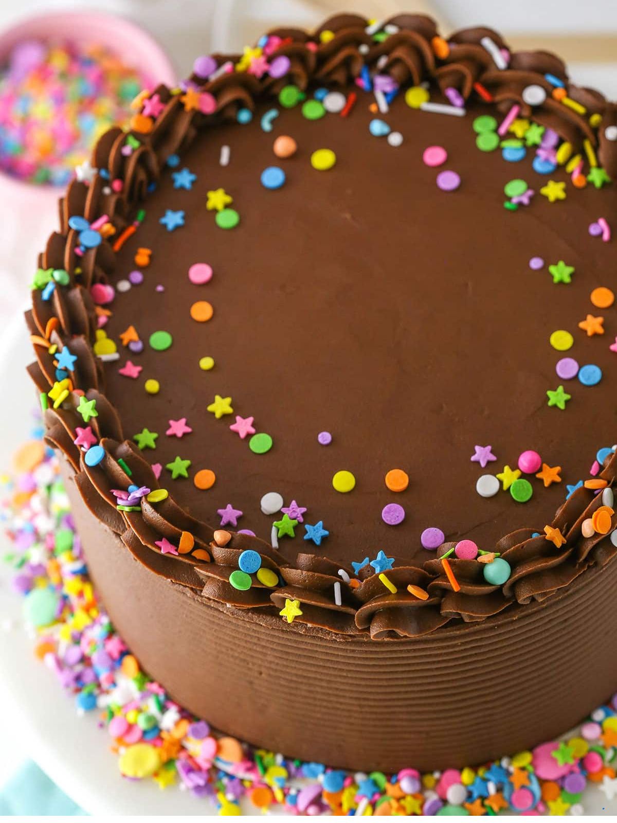 vanilla cake with chocolate frosting